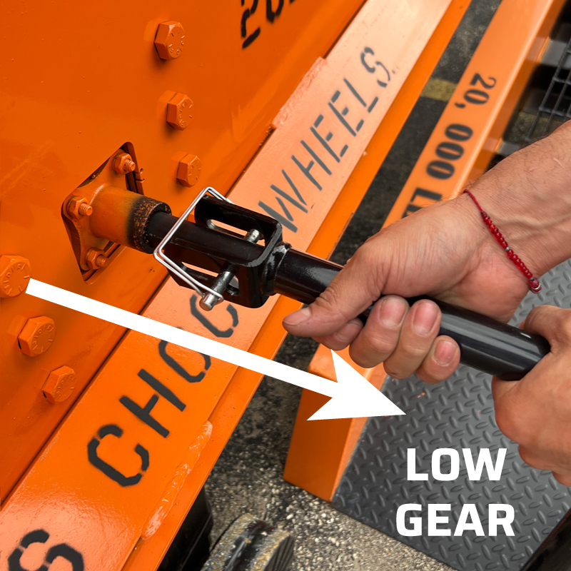 manual lift for yard ramp - low gear
